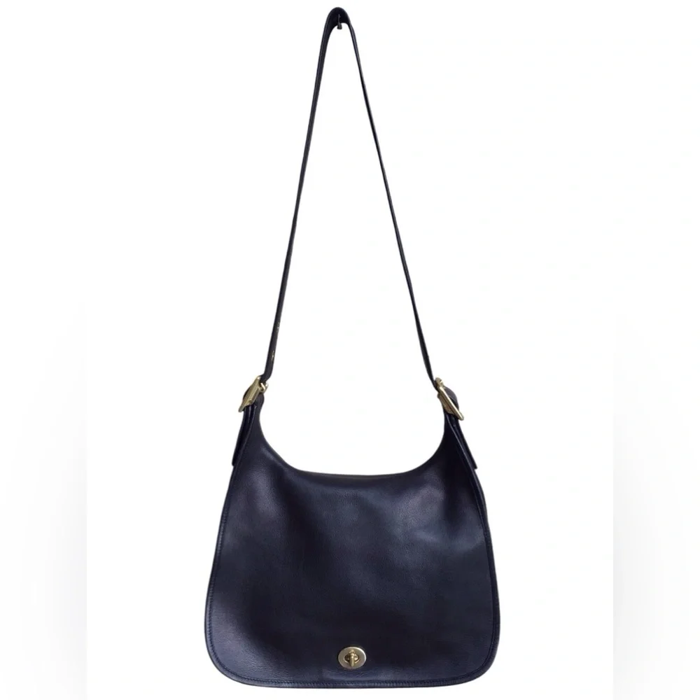 COACH Vintage Legacy Crescent Black Leather Flap Bag